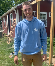 Load image into Gallery viewer, "Compassion Lives Here" Pullover Hoodie - Light Blue