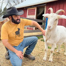 Load image into Gallery viewer, Snuggle a Goat T-Shirt - Antique Gold