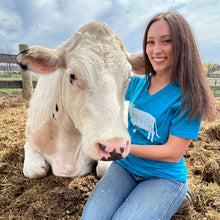 Load image into Gallery viewer, Hug a Cow Silhouette V Neck T-Shirt - Turquoise