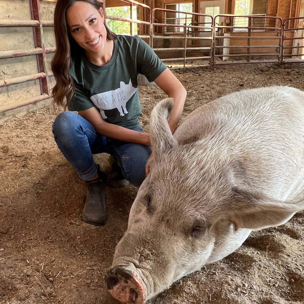 Adopt a Pig + Kiss A Pig Forest Green T-Shirt Bundle