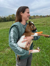 Load image into Gallery viewer, &quot;Compassion Lives Here&quot; Crewneck Sweatshirt - Forest Green
