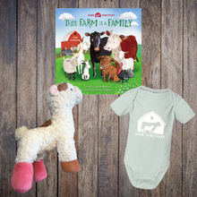 Load image into Gallery viewer, Barn Logo Onesie, &quot;This Farm is a Family&quot; Book, and Lola Barn Buddy Bundle
