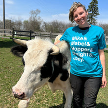 Load image into Gallery viewer, Grass Puppies Cow Resident Name T-Shirt - Teal
