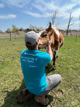 Load image into Gallery viewer, Grass Puppies Cow Resident Name T-Shirt - Teal
