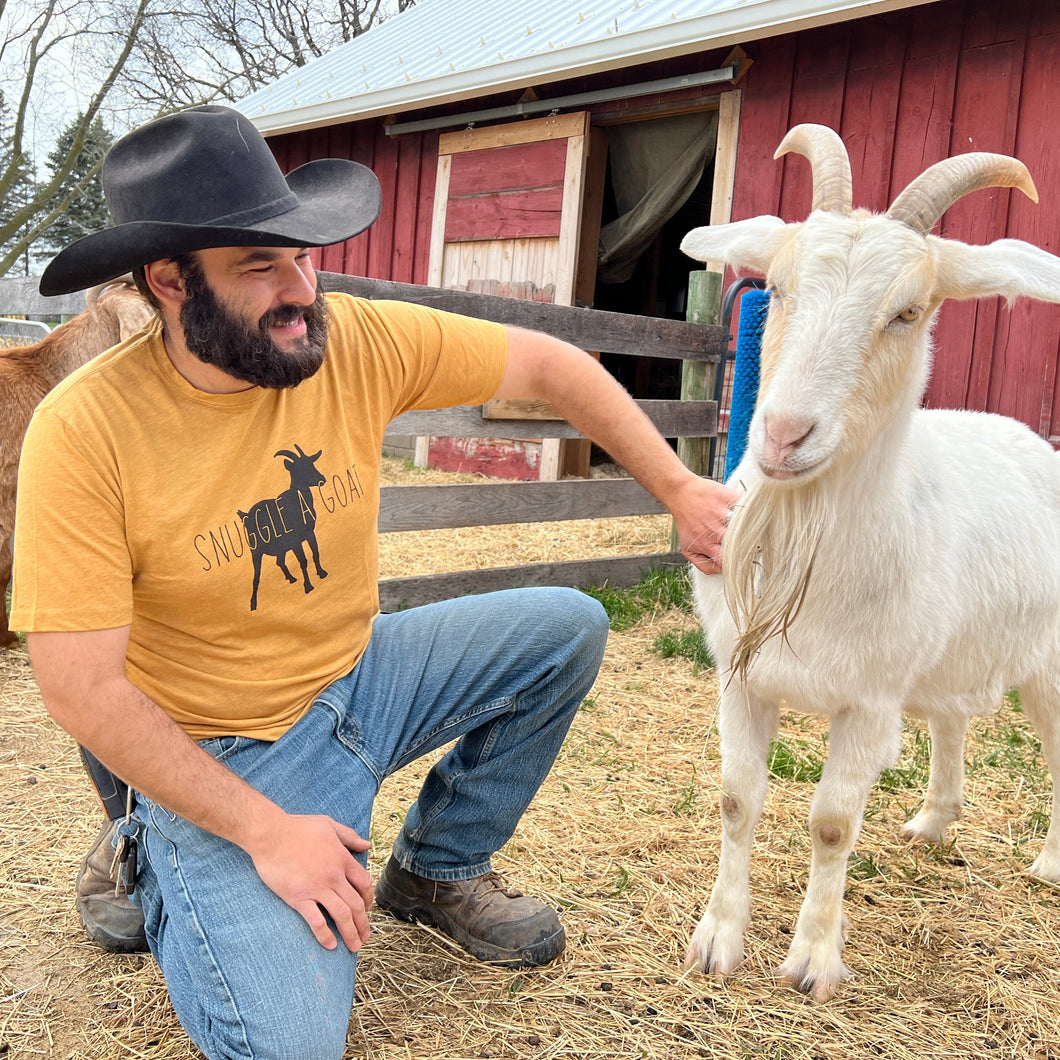 Snuggle a Goat T-Shirt - Antique Gold