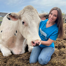 Load image into Gallery viewer, Hug a Cow Silhouette V Neck T-Shirt - Turquoise
